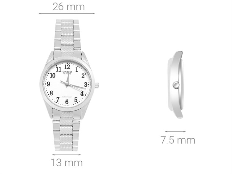 Đồng hồ CASIO 26 mm Nữ LTP-1274D-7BDF Màu Bạc