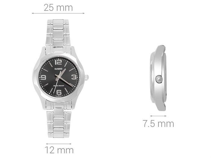 Đồng hồ CASIO Timeless 25 mm Nữ LTP-1275D-1A2DF Màu Bạc