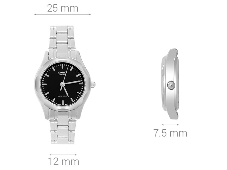 Đồng hồ CASIO 25 mm Nữ LTP-1275D-1ADF Màu Bạc