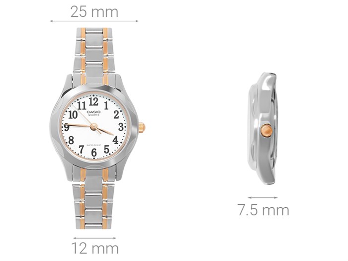 Đồng hồ CASIO 25 mm Nữ LTP-1275SG-7BDF Màu Bạc