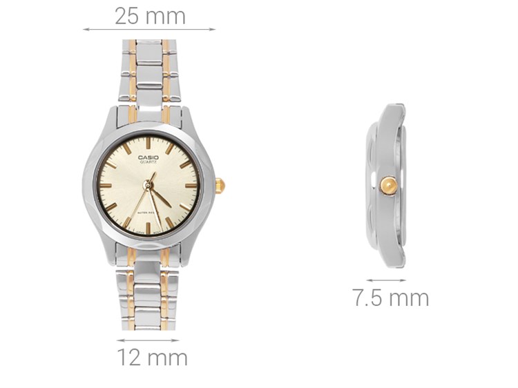 Đồng hồ CASIO 25 mm Nữ LTP-1275SG-9ADF Màu Bạc