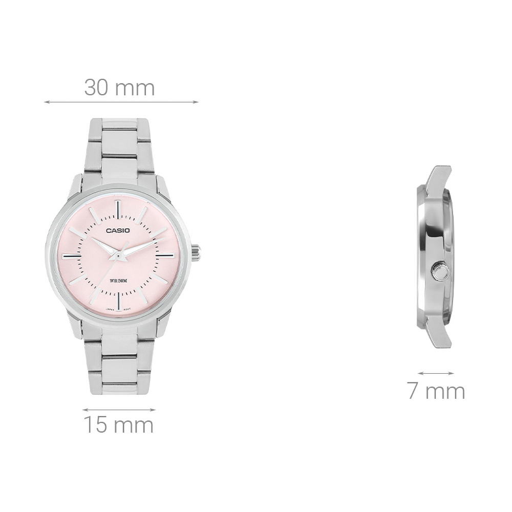 Đồng hồ CASIO Timeless 30 mm Nữ LTP-1303D-4AVDF Màu Bạc