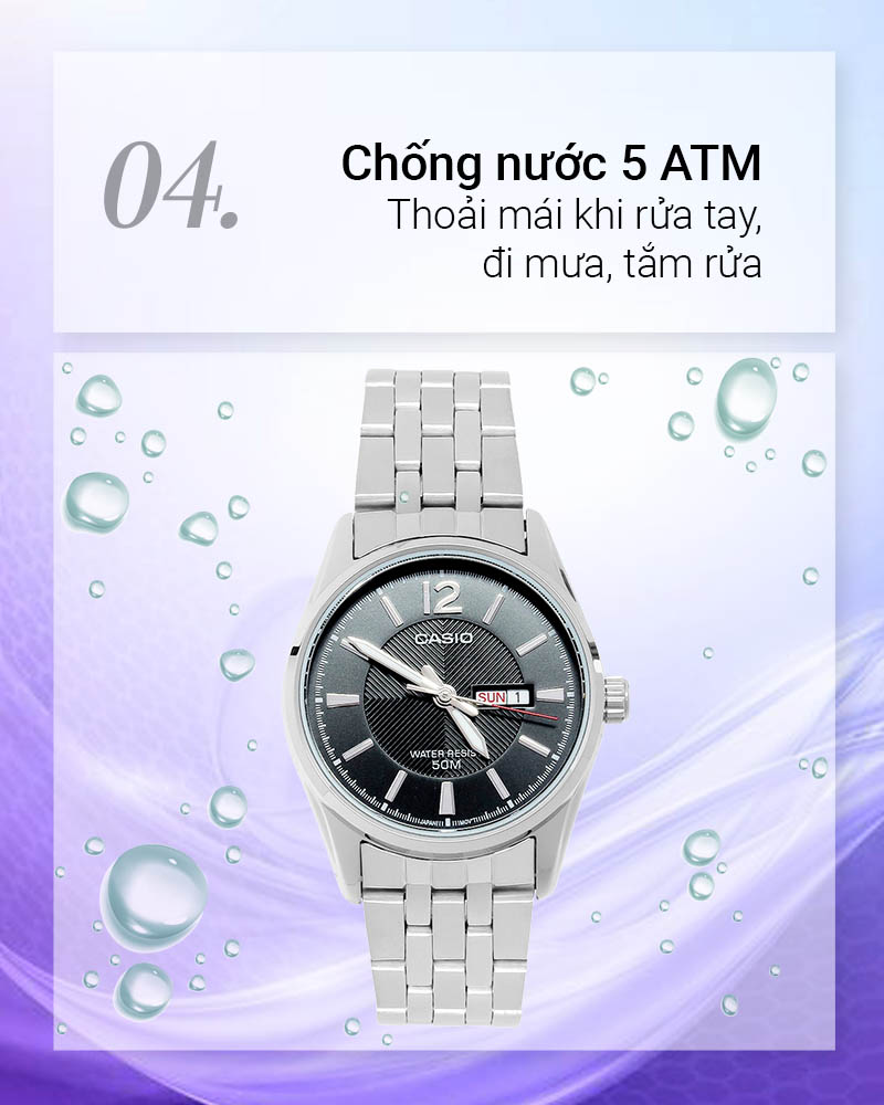 Đồng hồ Nữ Casio LTP-1335D-1AVDF có độ chống nước 5 ATM Đồng hồ Nữ Casio LTP-1335D-1AVDF có độ chống nước 5 ATM