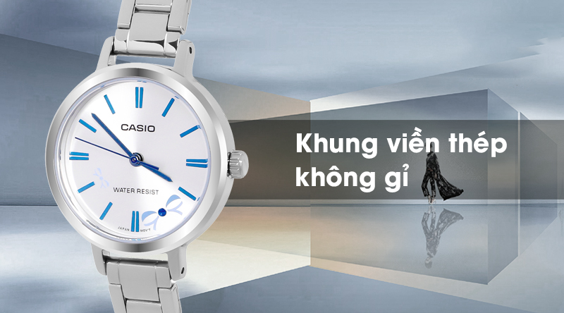 Đồng hồ Nữ Casio LTP-E146D-2ADF có khung thép không gỉ Đồng hồ Nữ Casio LTP-E146D-2ADF có khung thép không gỉ