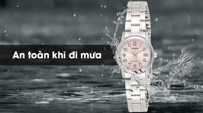 Đồng hồ Casio LTP-V002D-4BUDF có khả năng chống nước 3 ATM Đồng hồ Casio LTP-V002D-4BUDF có khả năng chống nước 3 ATM
