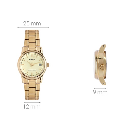Đồng hồ CASIO 25 mm Nữ LTP-V002G-9AUDF Màu Vàng