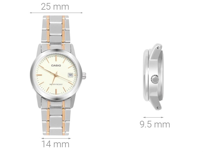 Đồng hồ CASIO 25 mm Nữ LTP-V002SG-9AUDF Màu Bạc