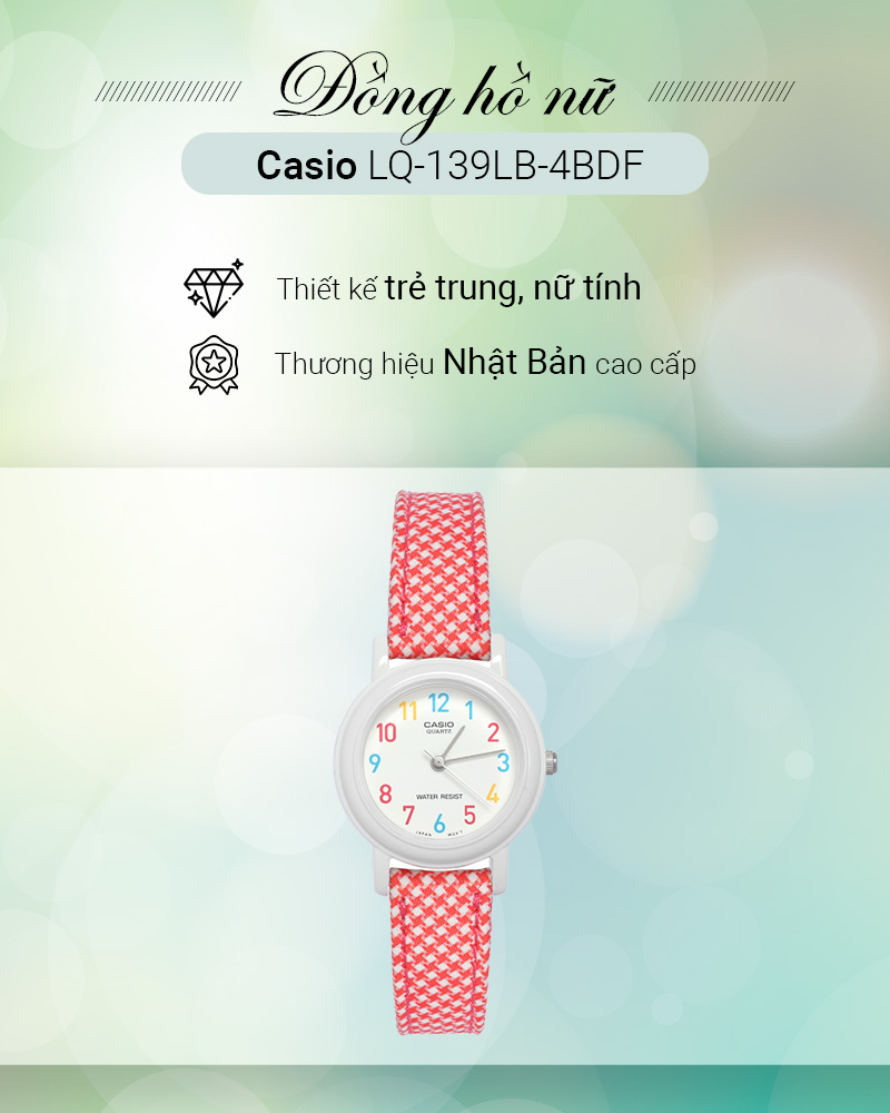 Đồng hồ Nữ Casio LQ-139LB-4BDF với thiết kế trẻ trung, nữ tính Đồng hồ Nữ Casio LQ-139LB-4BDF với thiết kế trẻ trung, nữ tính