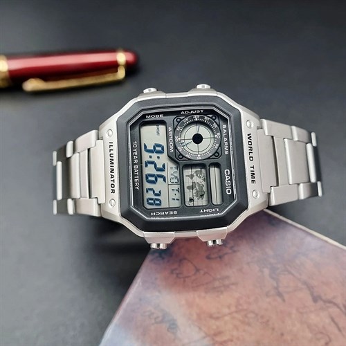 Đồng hồ CASIO 45 x 42.1 mm Nam AE-1200WHD-1AVDF Màu Bạc