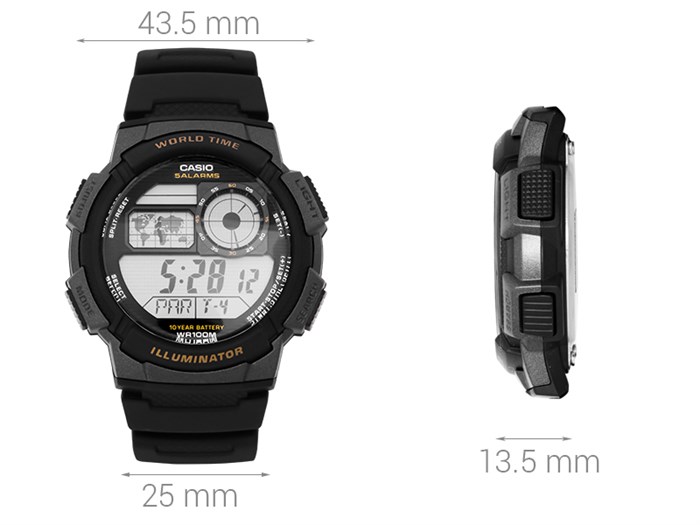 Đồng hồ CASIO 43.5 mm Nam AE-1000W-1AVSDF Màu Đen