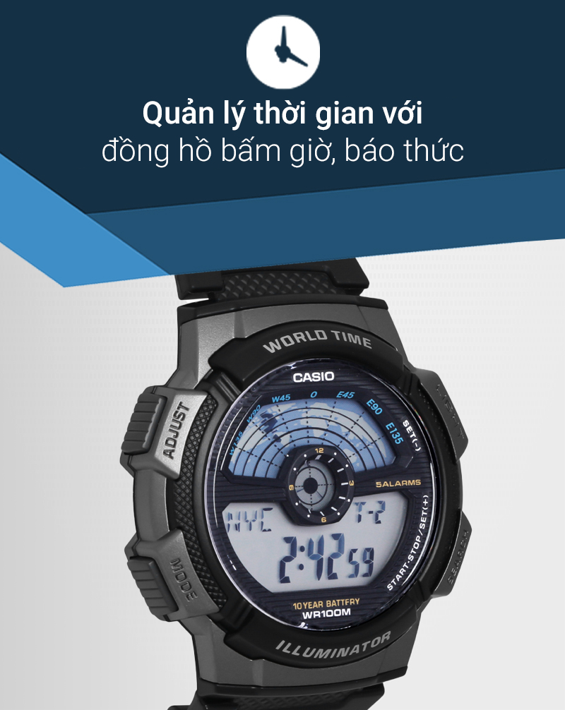 Đồng hồ Nam Casio AE-1100W-1AVSDF có báo thức và đồng hồ bấm giờ thể thao Đồng hồ Nam Casio AE-1100W-1AVSDF có báo thức và đồng hồ bấm giờ thể thao