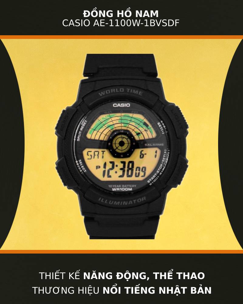 Tổng quan về đồng hồ Nam Casio AE-1100W-1BVSDF
