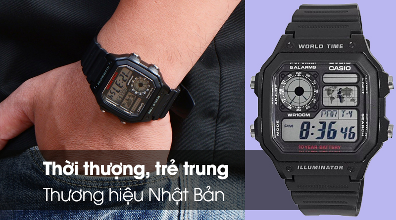 Đồng hồ Nam Casio AE-1200WH-1AVDF, chính hãng, giá rẻ, mẫu mã mới