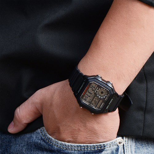 Đồng hồ Casio 42 mm Nam AE-1200WH-1AVDF Màu Đen