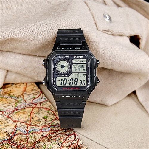 Đồng hồ Casio 42 mm Nam AE-1200WH-1AVDF Màu Đen