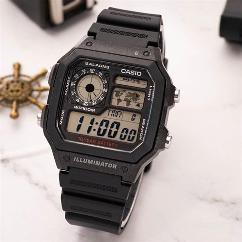 Đồng hồ Casio 42 mm Nam AE-1200WH-1AVDF Màu Đen