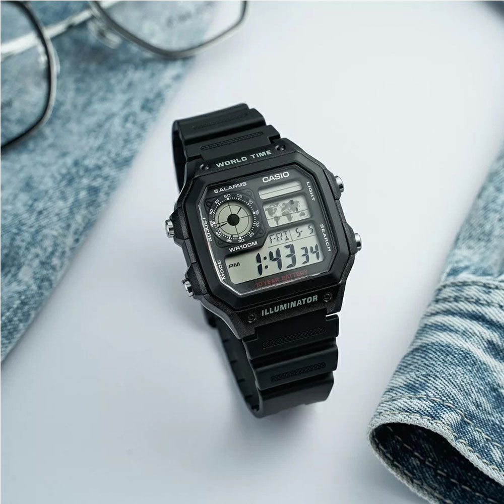 Đồng hồ Casio Timeless 42 mm Nam AE-1200WH-1AVDF Màu Đen