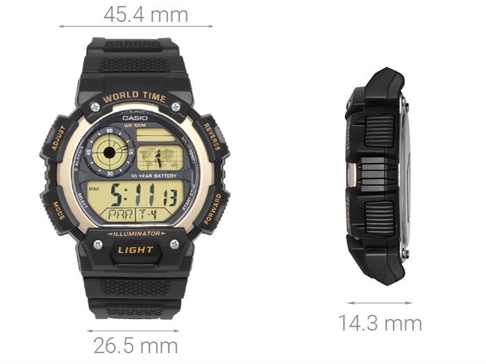 Đồng hồ CASIO 45.4 mm Nam AE-1400WH-9AVDF Màu Đen