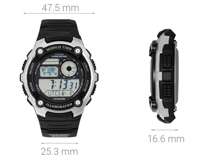 Đồng hồ CASIO 47.5 mm Nam AE-2100W-1AVDF Màu Đen