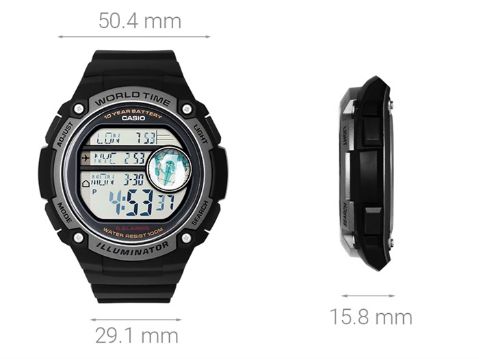 Đồng hồ Nam Casio AE-3000W-1AVDF Màu Đen