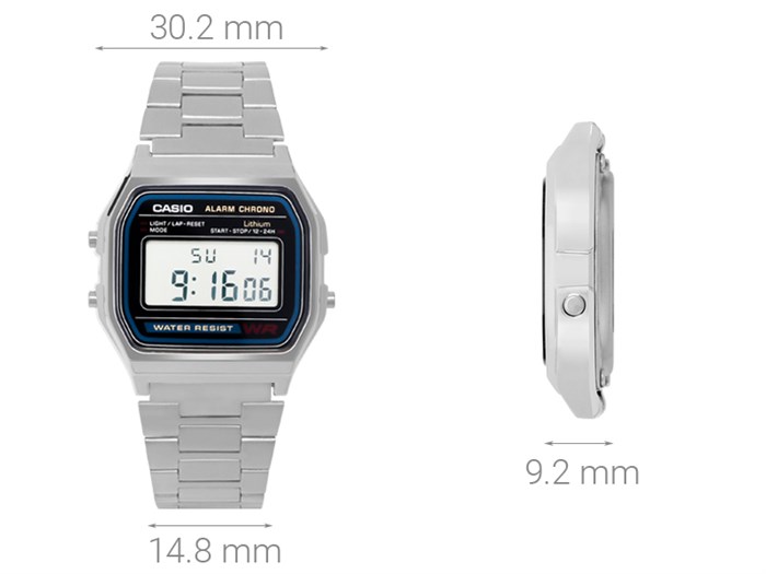 Đồng hồ CASIO 30.2 mm Unisex A158WA-1DF Màu Bạc