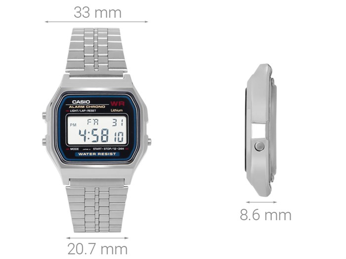 Đồng hồ CASIO 33 mm Unisex A159W-N1DF Màu Bạc
