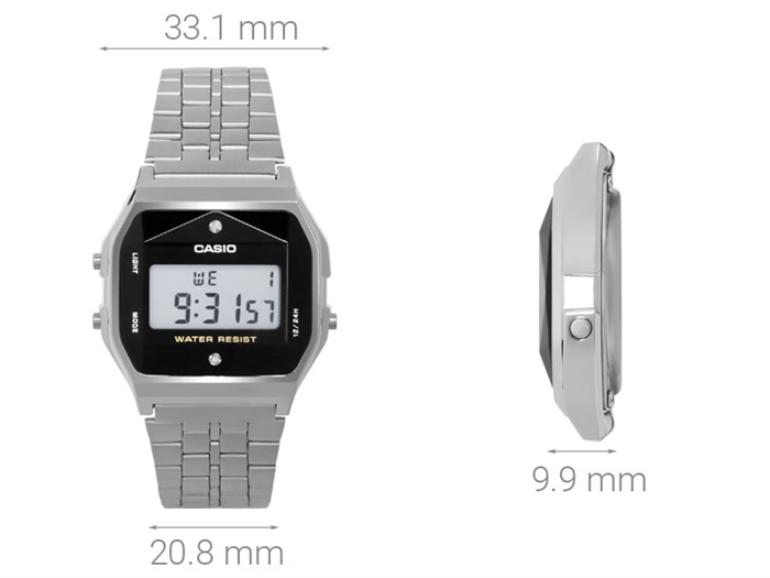 Đồng hồ Unisex Casio A159WAD-1DF Màu Bạc