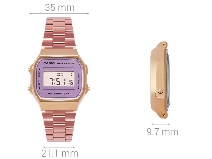 Đồng hồ Unisex Casio A168WECM-5DF Màu Vàng Hồng