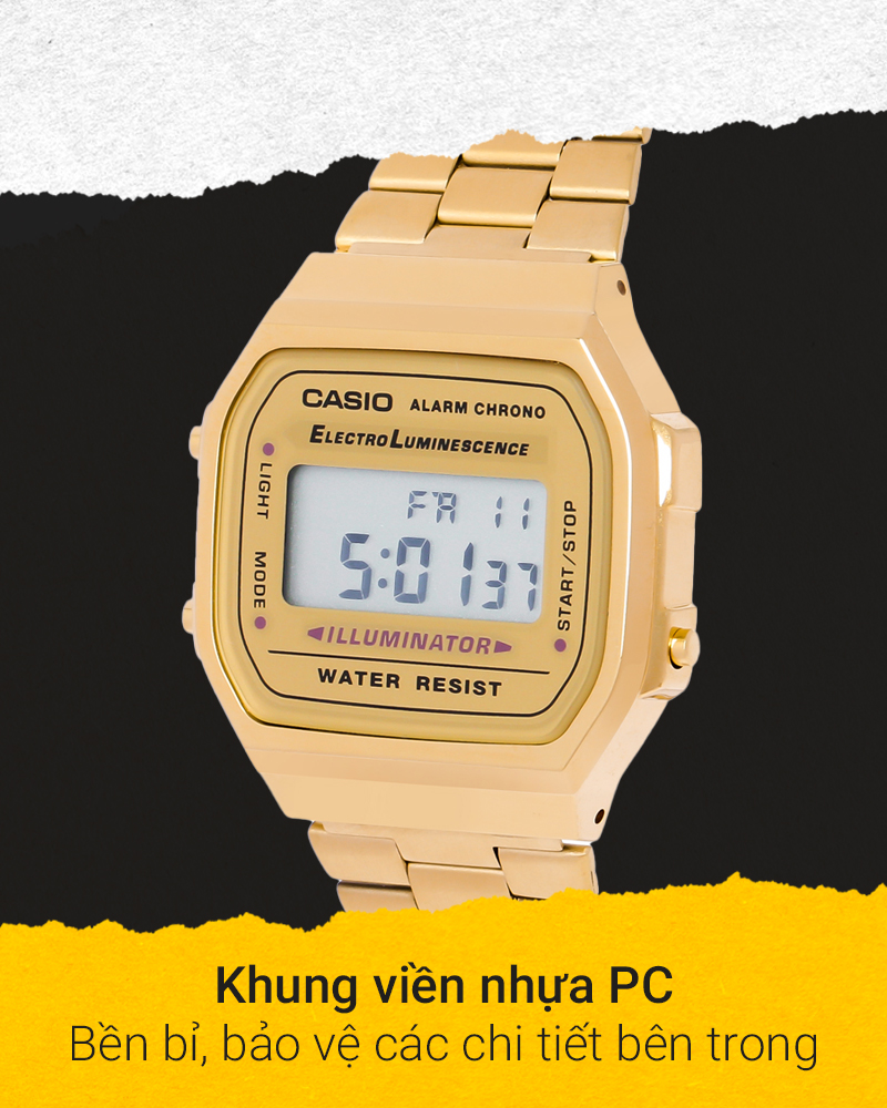 Đồng Hồ Nam/Nữ Casio A168Wg-9Wdf, Chính Hãng, Giá Rẻ, Mẫu Mã Mới