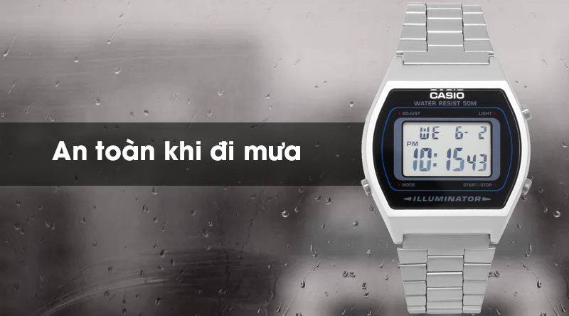 Đồng hồ Unisex Casio B640WD-1AVDF an toàn khi đi mưa Đồng hồ Unisex Casio B640WD-1AVDF an toàn khi đi mưa