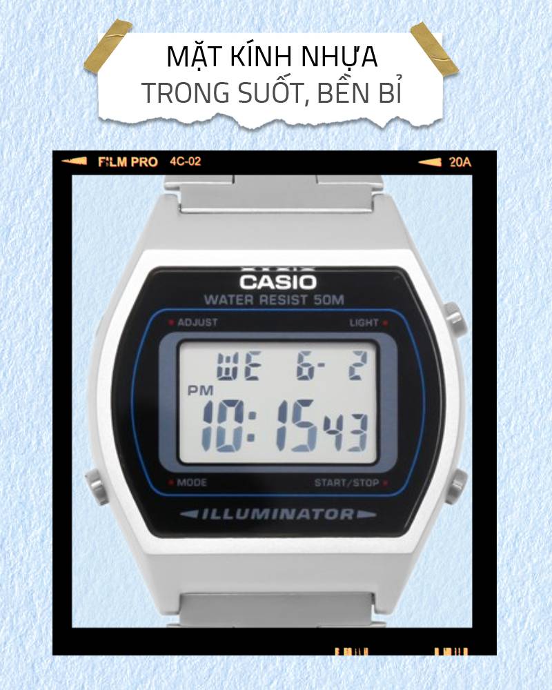 Đồng hồ Unisex Casio B640WD-1AVDF có mặt kính nhựa trong suốt Đồng hồ Unisex Casio B640WD-1AVDF có mặt kính nhựa trong suốt