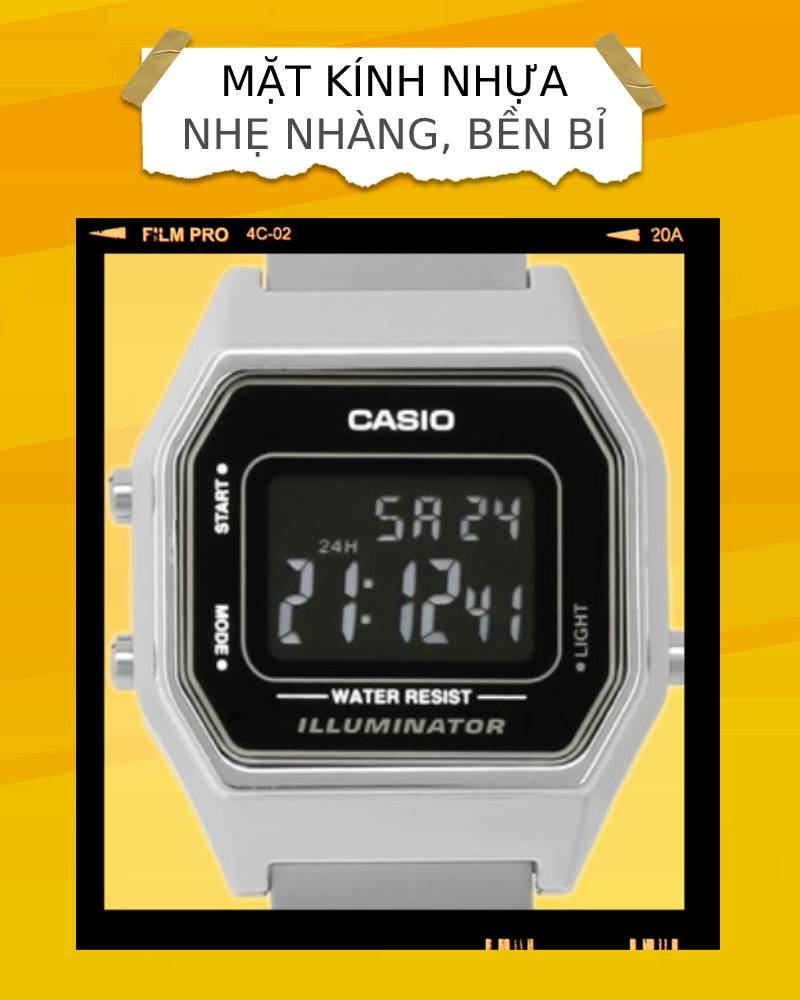 Đồng hồ Unisex Casio LA680WA-1BDF có mặt kính trong suốt, cứng cáp Đồng hồ Unisex Casio LA680WA-1BDF có mặt kính trong suốt, cứng cáp