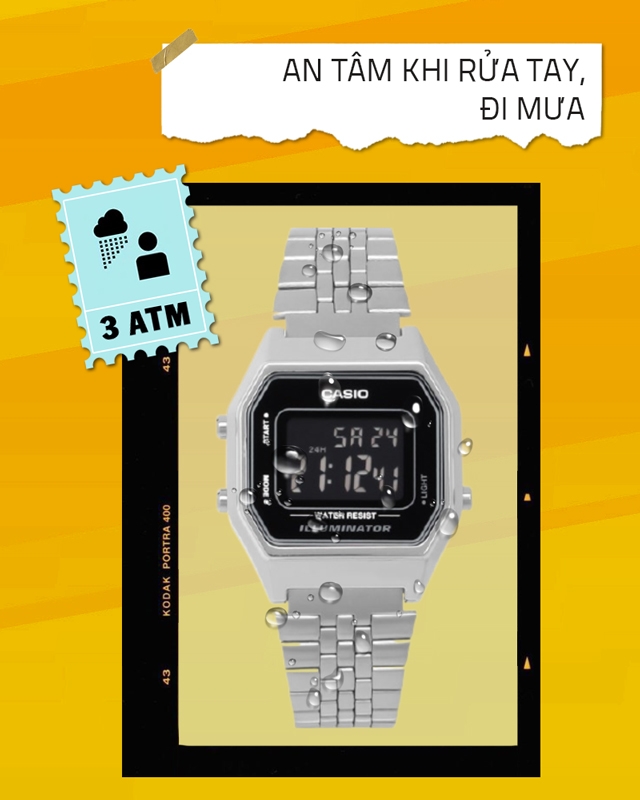 Đồng hồ Unisex Casio LA680WA-1BDF có độ chống nước 3 ATM Đồng hồ Unisex Casio LA680WA-1BDF có độ chống nước 3 ATM