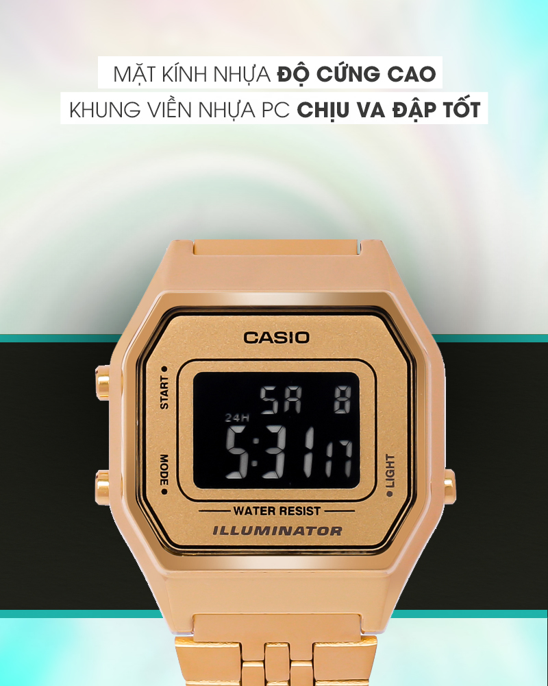 Đồng hồ Unisex Casio LA680WGA-9BDF có bộ khung bền bỉ