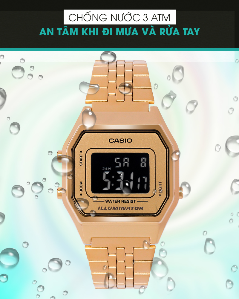 Đồng hồ Unisex Casio LA680WGA-9BDF có hệ số chống nước 3 ATM