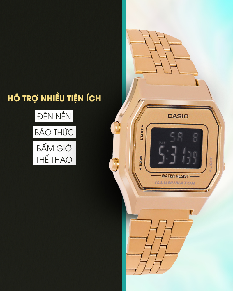 Đồng hồ Unisex Casio LA680WGA-9BDF có nhiều tiện ích tuyệt vời
