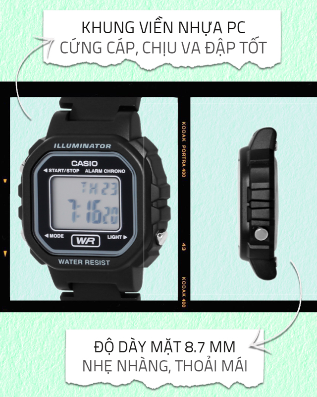 Đồng hồ Unisex Casio LA-20WH-1ADF có khung viền nhựa PC cứng cáp Đồng hồ Unisex Casio LA-20WH-1ADF có khung viền nhựa PC cứng cáp