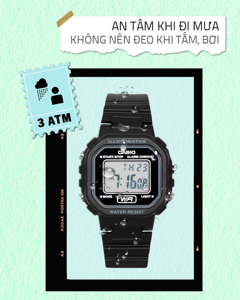 Đồng hồ Unisex Casio LA-20WH-1ADF có hệ chống nước 3 ATM Đồng hồ Unisex Casio LA-20WH-1ADF có hệ chống nước 3 ATM