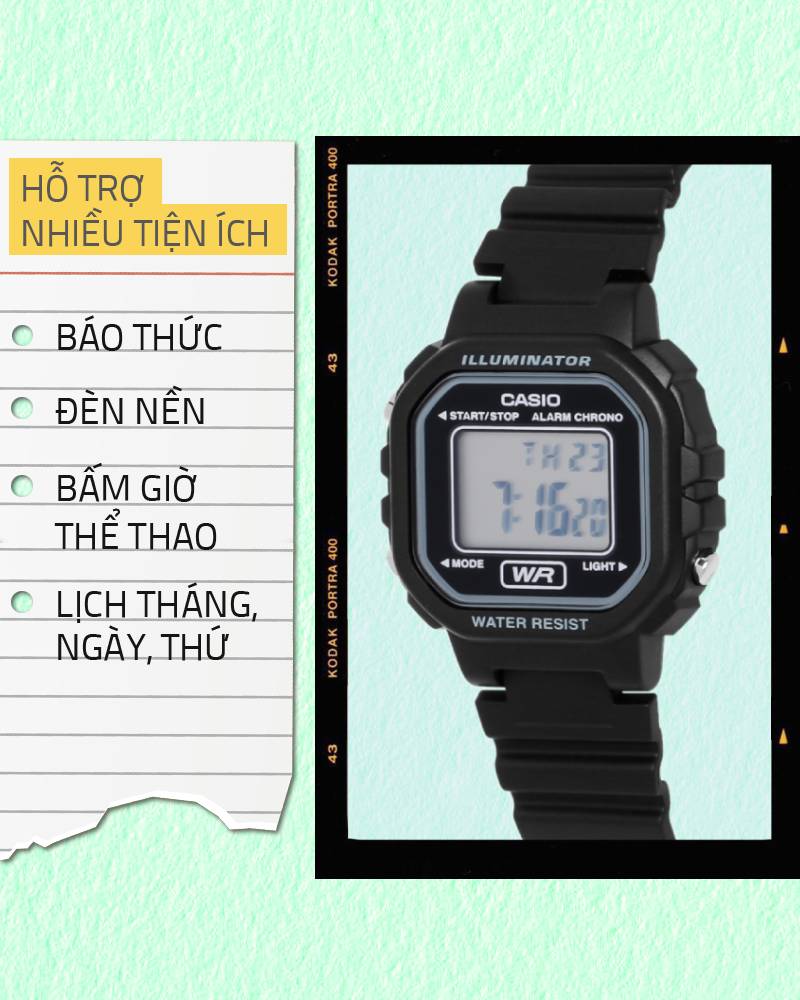 Đồng hồ Unisex Casio LA-20WH-1ADF hỗ trợ nhiều tiện ích Đồng hồ Unisex Casio LA-20WH-1ADF hỗ trợ nhiều tiện ích