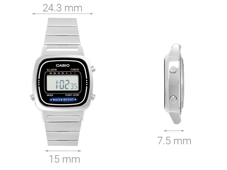 Đồng hồ Nữ Casio LA670WA-1SDF Màu Bạc