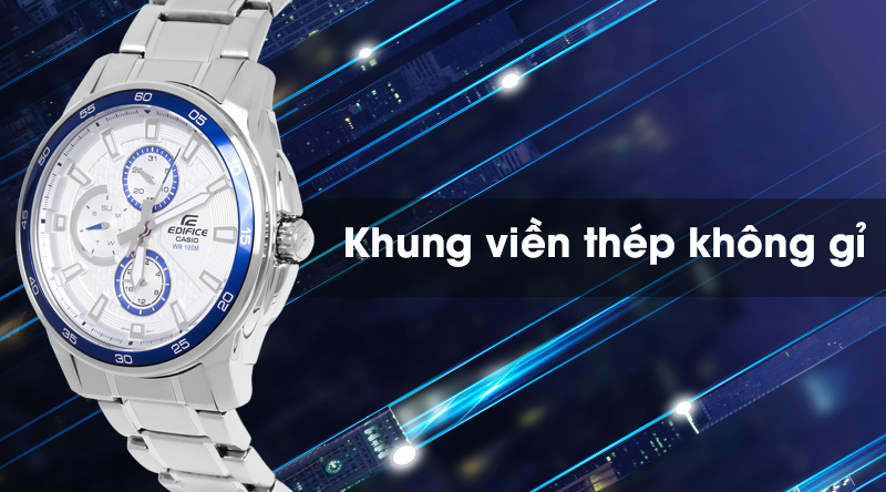 Đồng hồ nam Edifice Casio EF-334D-7AVUDF có khung viền thép không gỉ