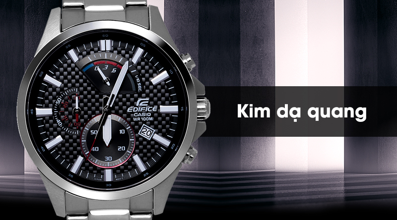 Đồng hồ nam Edifice Casio EFV-530D-1AVUDF có kim dạ quang tiện dụng
