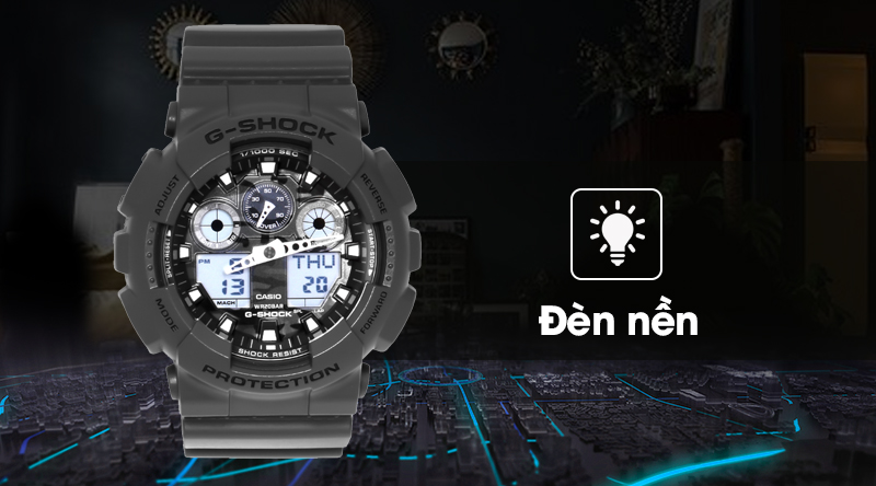 Đồng hồ Nam G-shock GA-100CF-8ADR có đèn led cực sáng