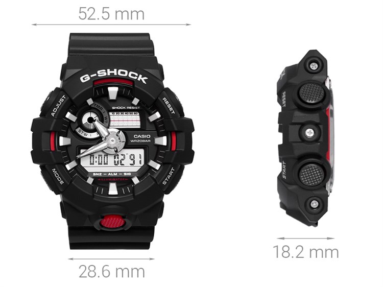 Đồng hồ G-SHOCK 52.5 mm Nam GA-700-1ADR Màu Đen