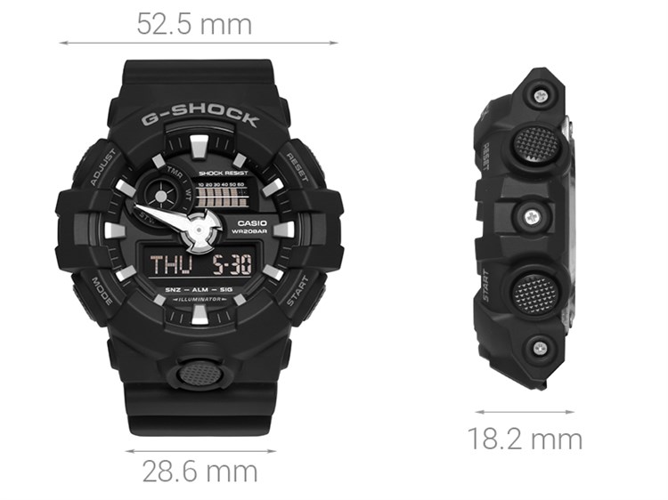 Đồng hồ G-SHOCK 52.5 mm Nam GA-700-1BDR Màu Đen