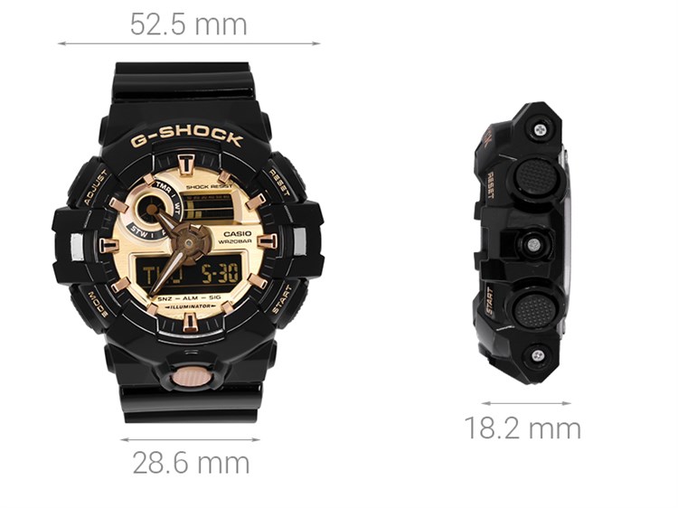 Đồng hồ G-SHOCK 52.5 mm Nam GA-710GB-1ADR Màu Đen