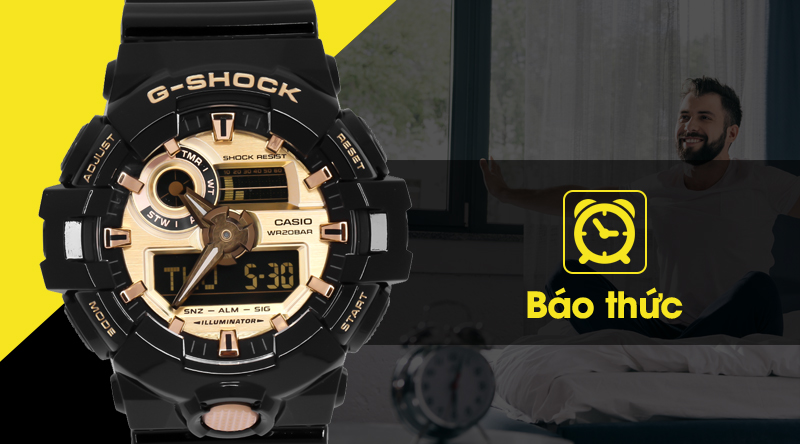Đồng hồ Nam G-shock GA-710GB-1ADR có báo thức tiện ích Đồng hồ Nam G-shock GA-710GB-1ADR có báo thức tiện ích