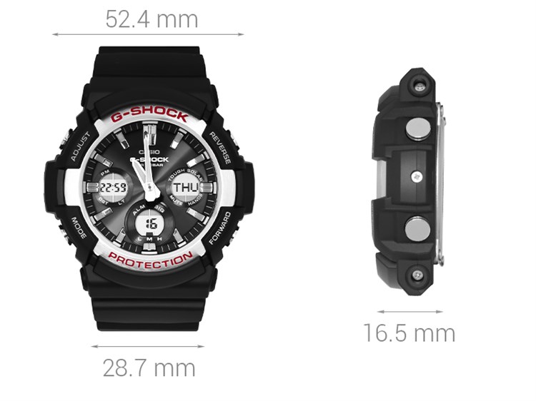 Đồng hồ G-SHOCK 52.4 mm Nam GAS-100-1ADR Màu Đen