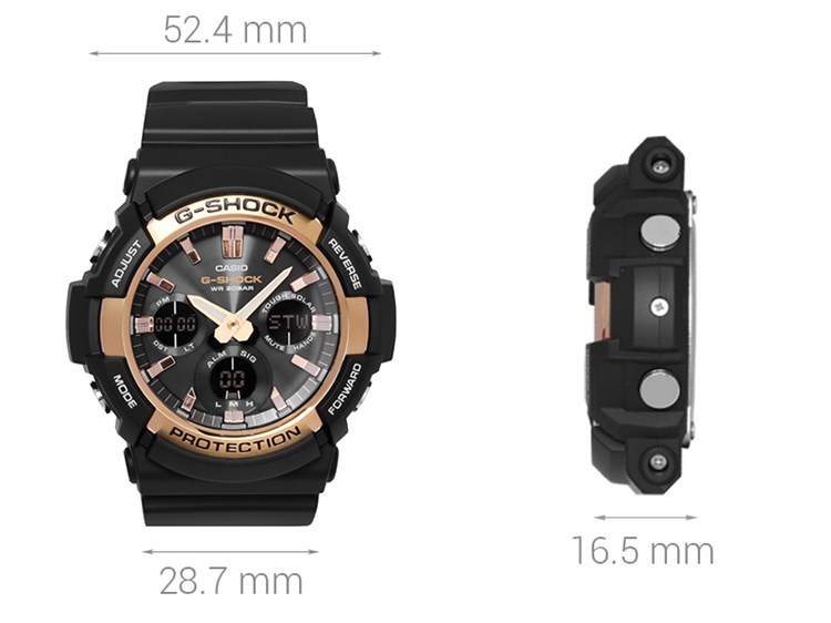 Đồng hồ G-SHOCK 52.4 mm Nam GAS-100G-1ADR Màu Đen
