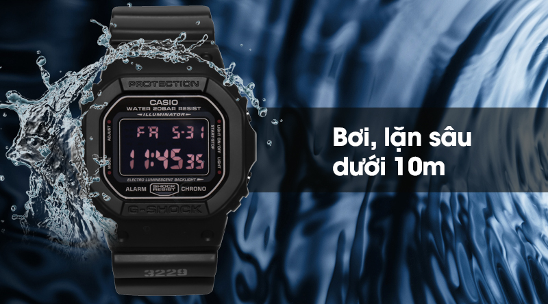 Đồng hồ Nam G-shock DW-5600MS-1DR chống nước 20 ATM Đồng hồ Nam G-shock DW-5600MS-1DR chống nước 20 ATM